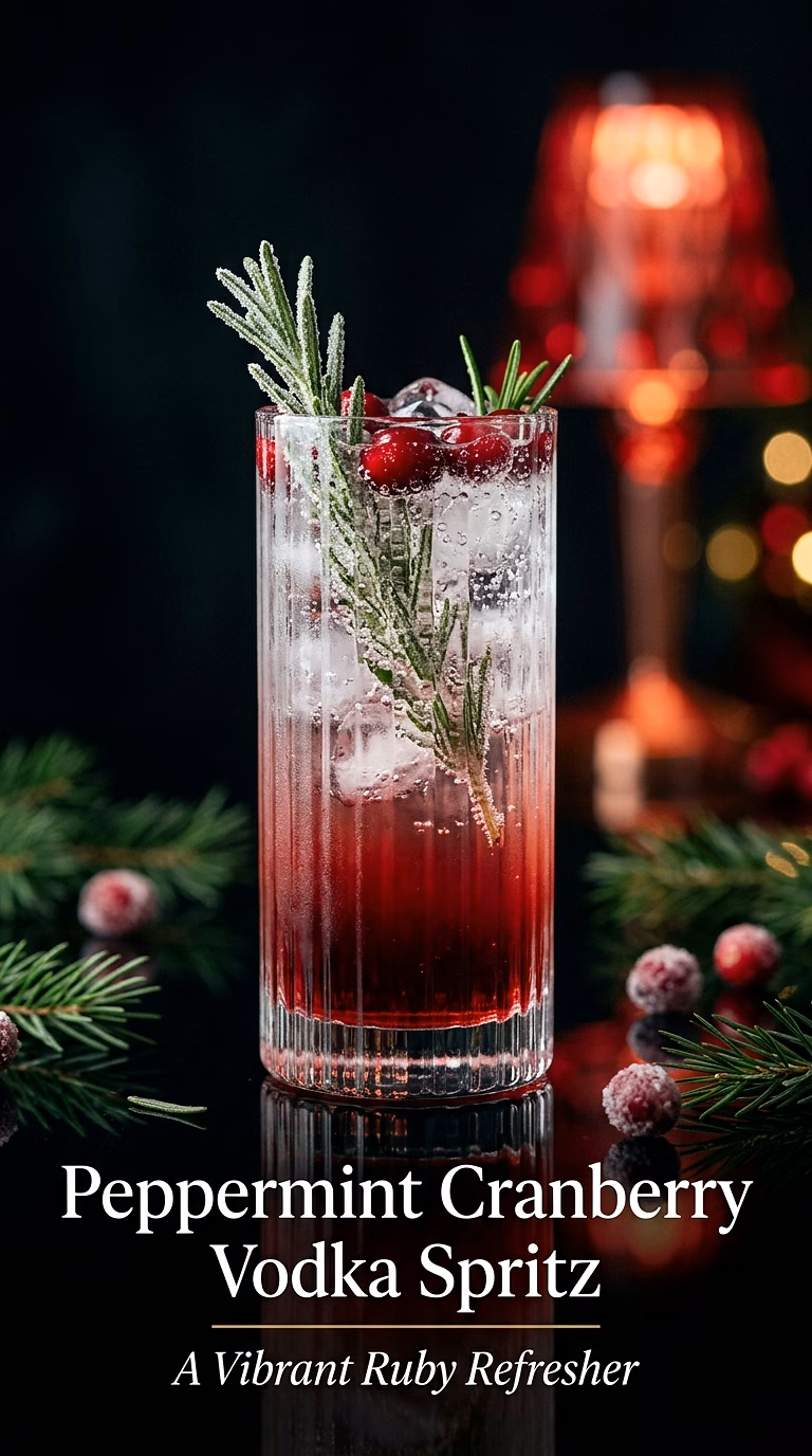 Peppermint Cranberry Vodka Spritz
