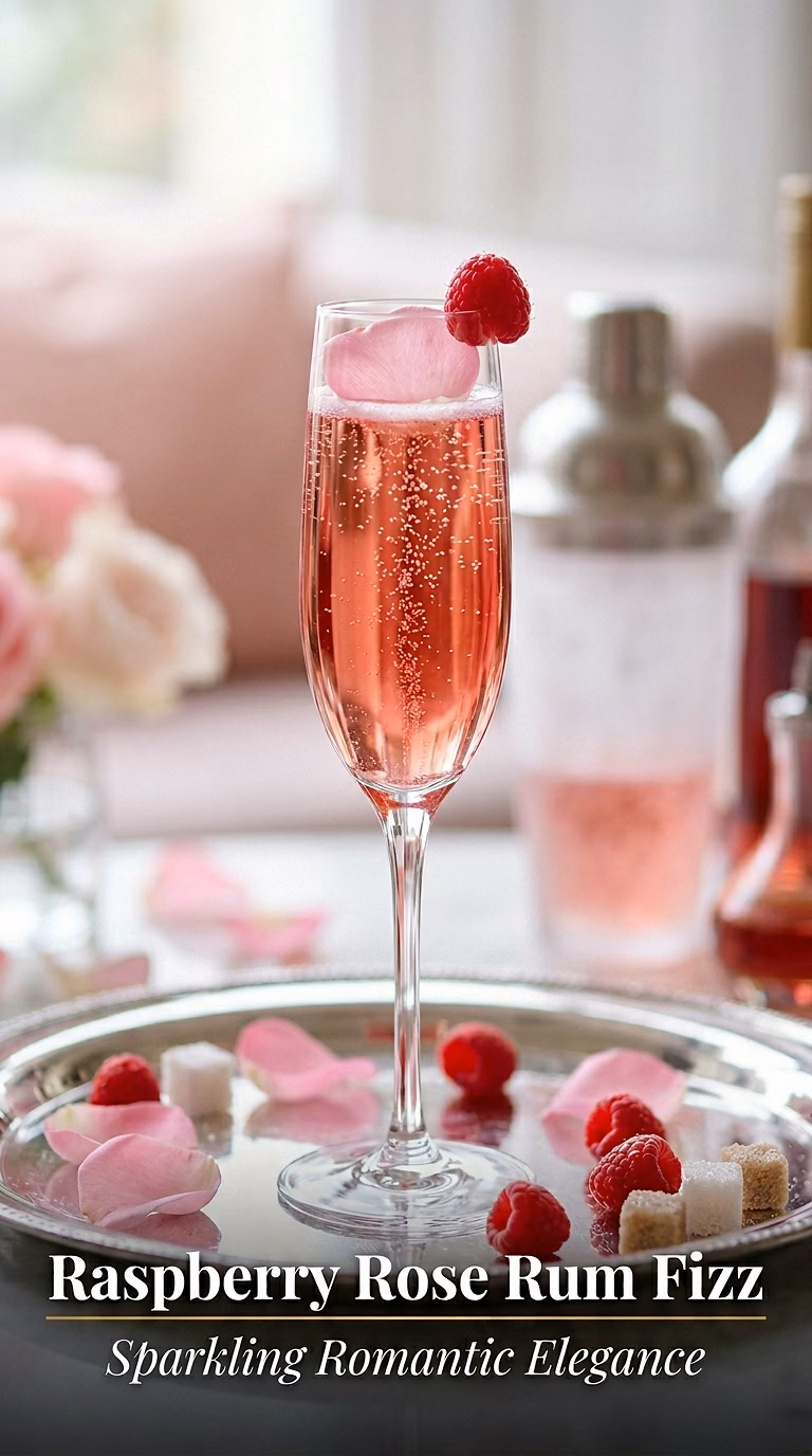 Raspberry Rose Rum Fizz