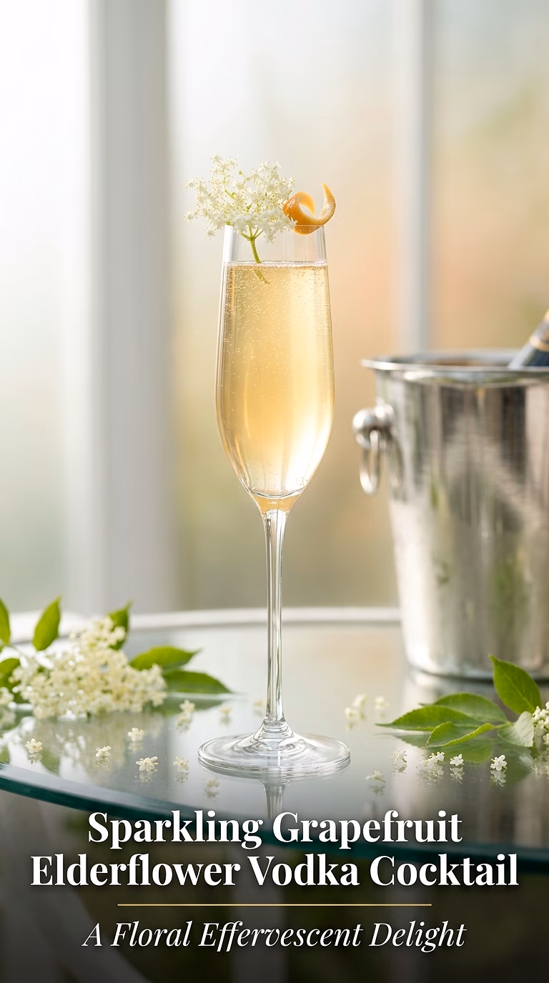 Sparkling Grapefruit Elderflower Vodka Cocktail