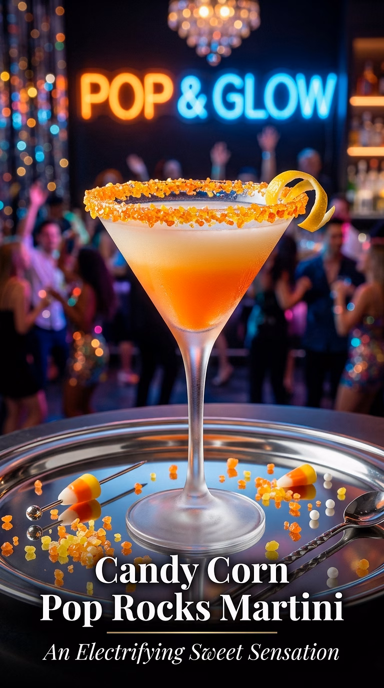 Candy Corn Martini with Pop Rocks Rim