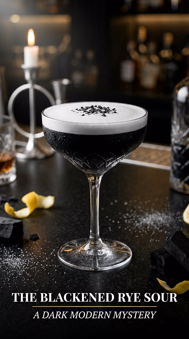 The Blackened Rye Sour With Activated Charcoal