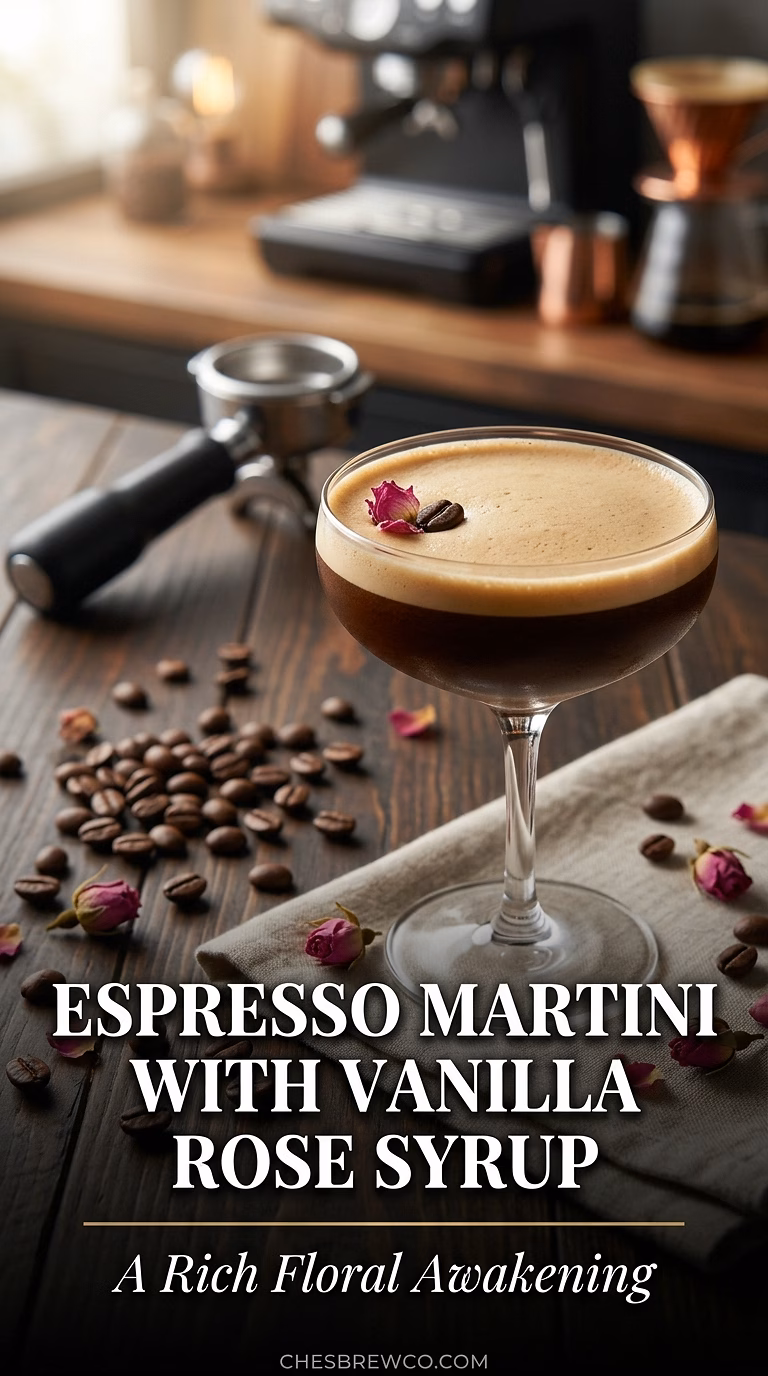 Espresso Martini with Vanilla Rose Syrup