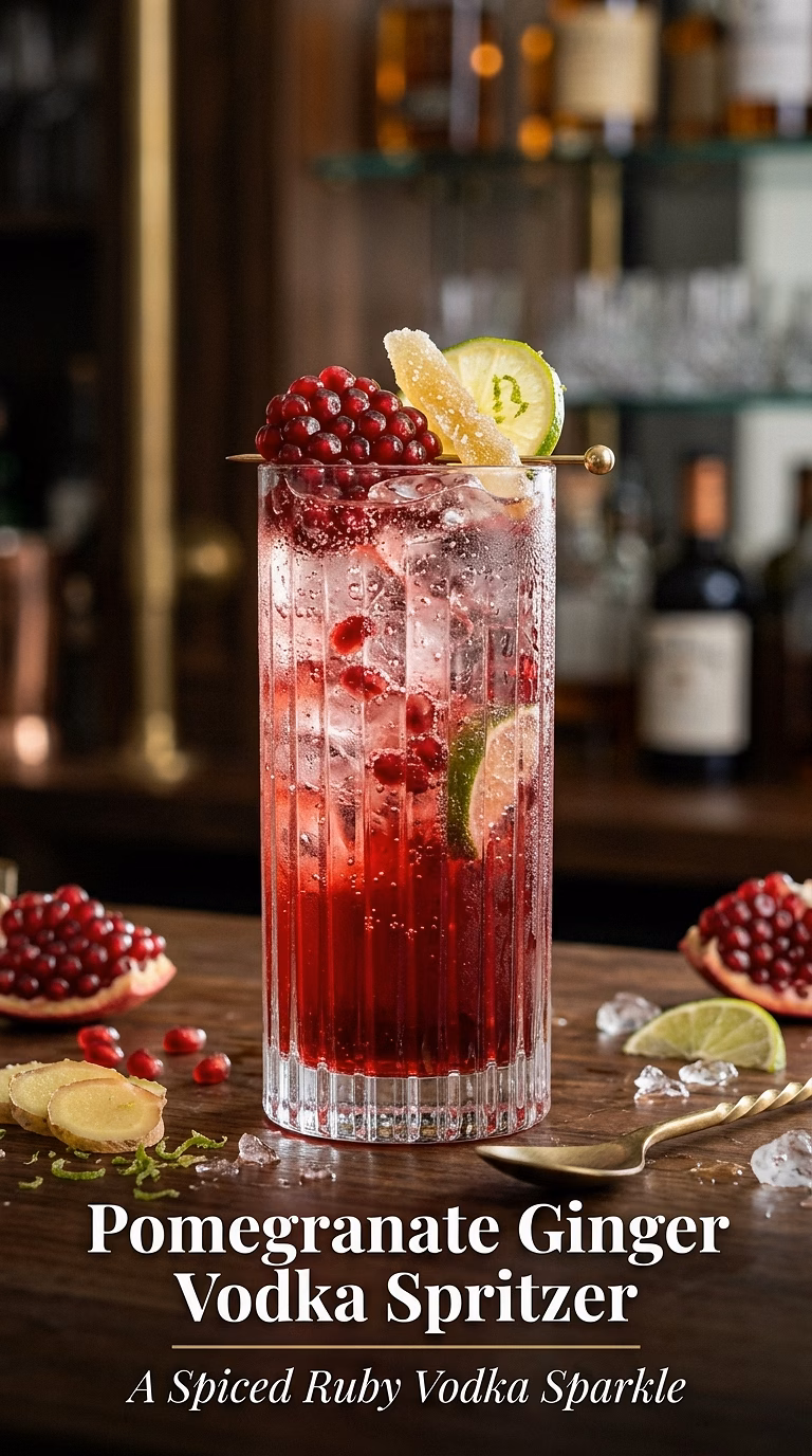 Pomegranate Ginger Vodka Spritzer