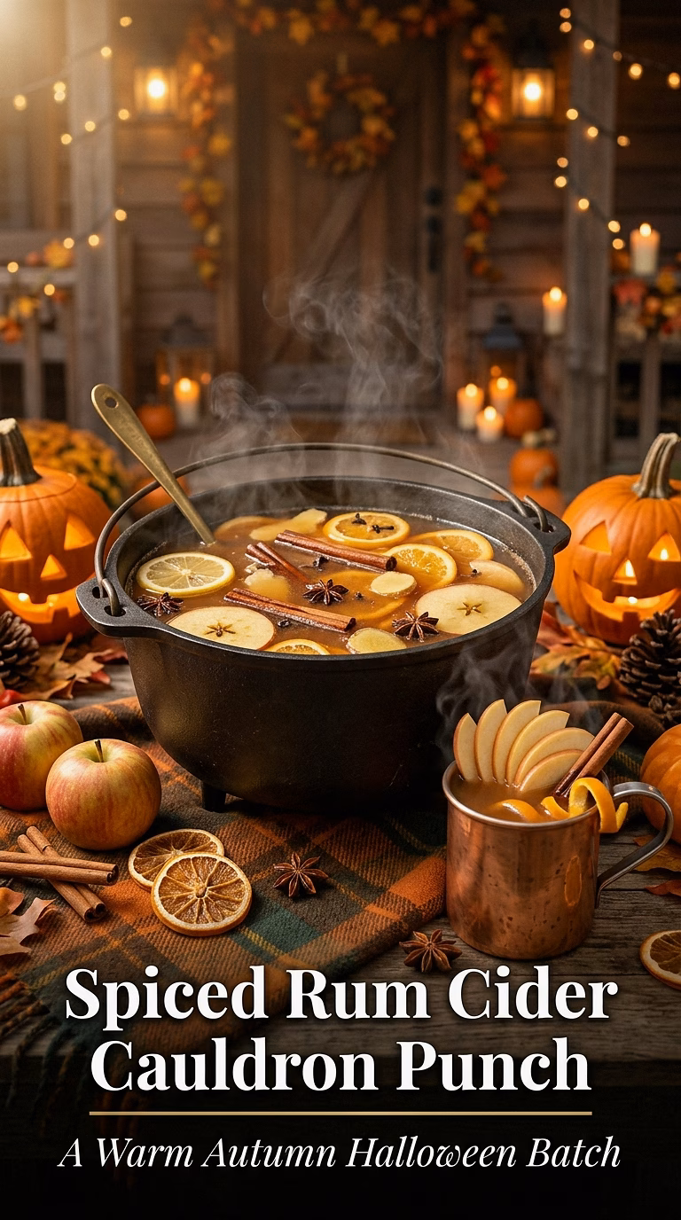 Spiced Rum Cider Cauldron Punch