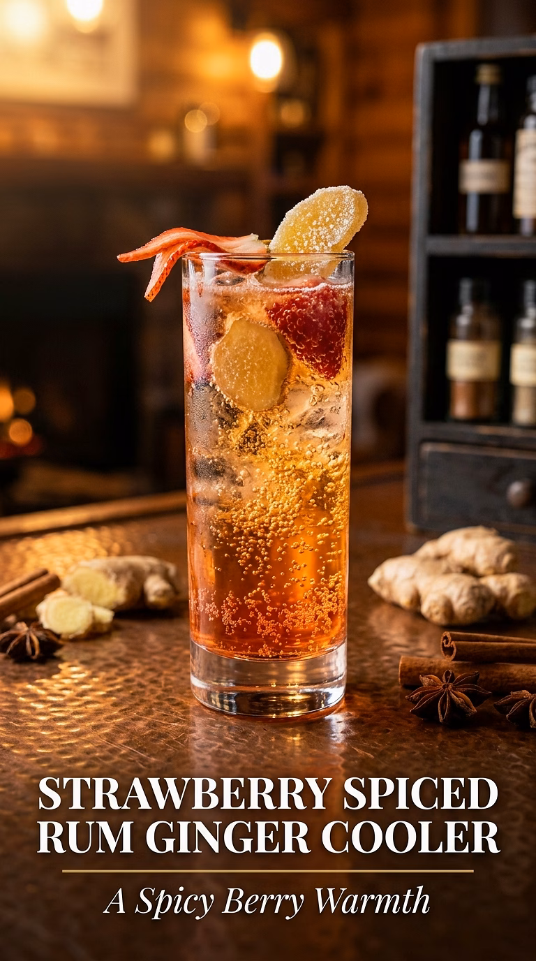 Strawberry Spiced Rum Ginger Cooler