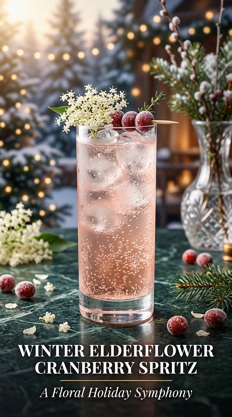 Winter Elderflower Cranberry Spritz