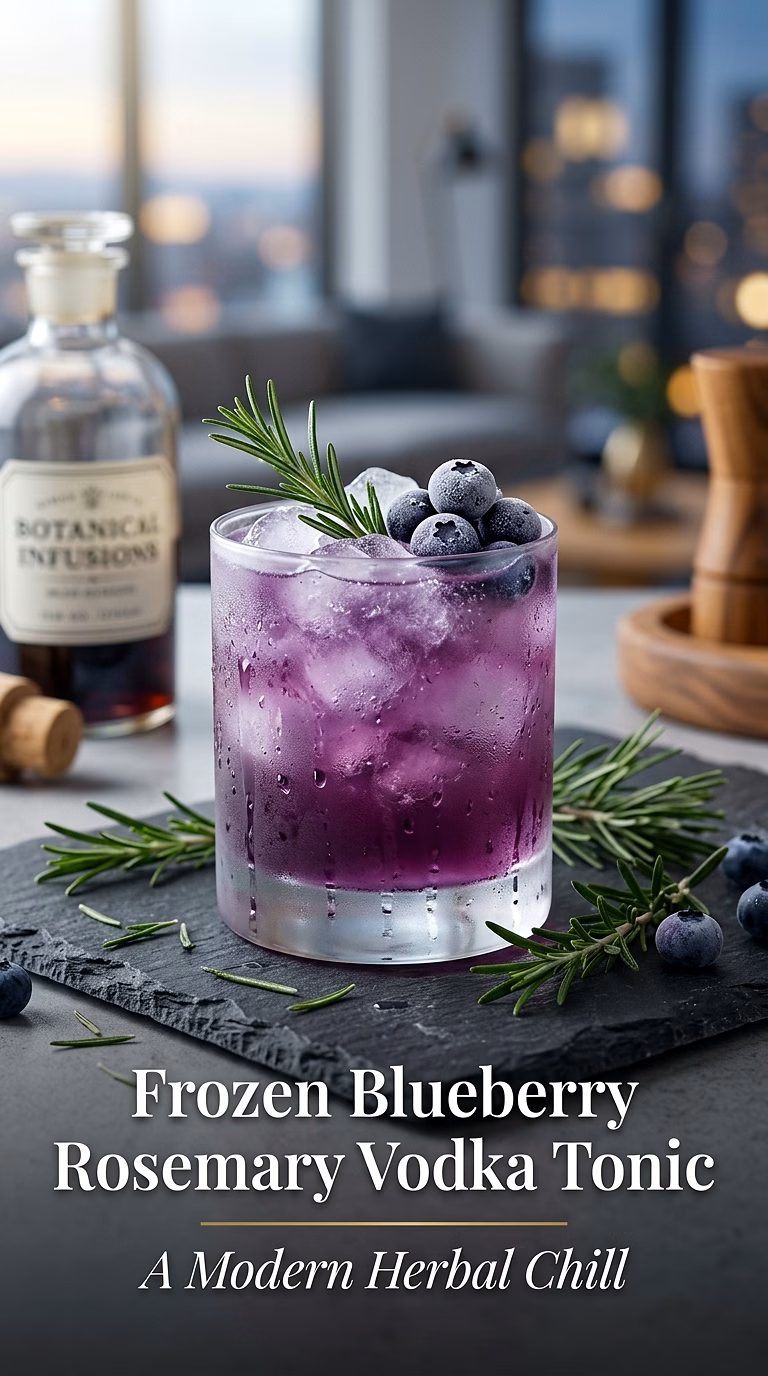 Frozen Blueberry Rosemary Vodka Tonic