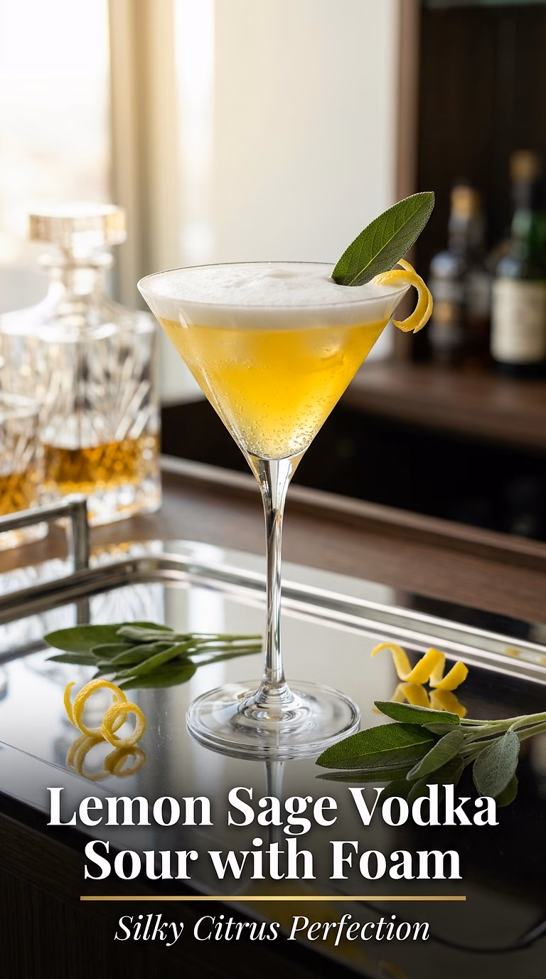 Lemon Sage Vodka Sour with Foam