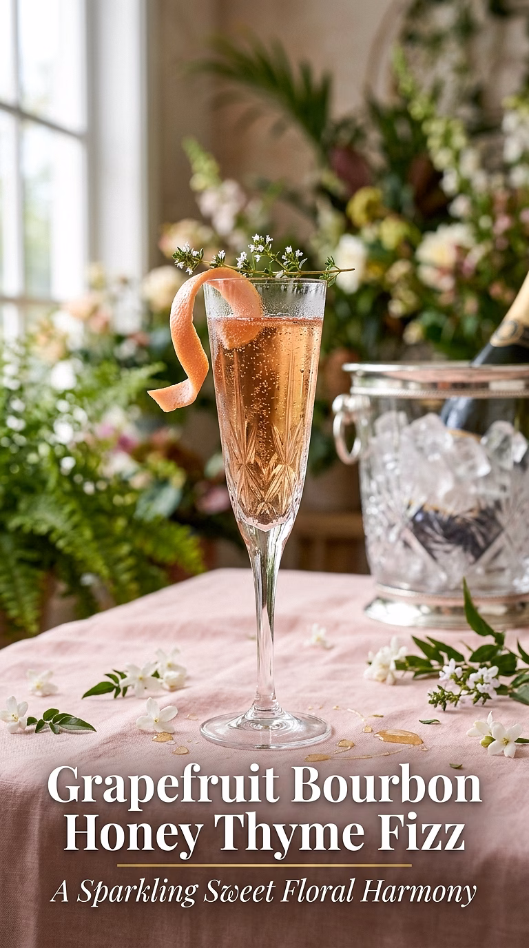 Grapefruit Bourbon Honey Thyme Fizz