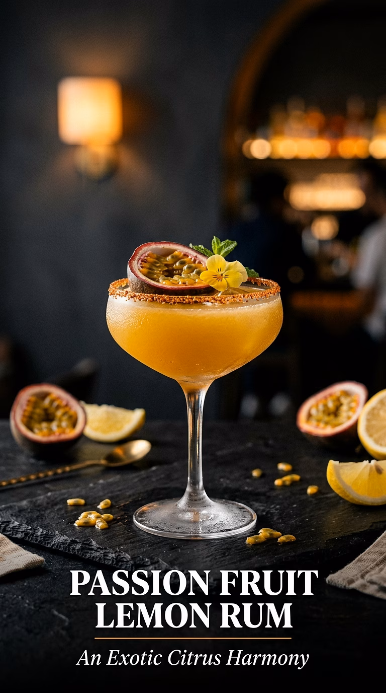 Passion Fruit Lemon Rum Cocktail