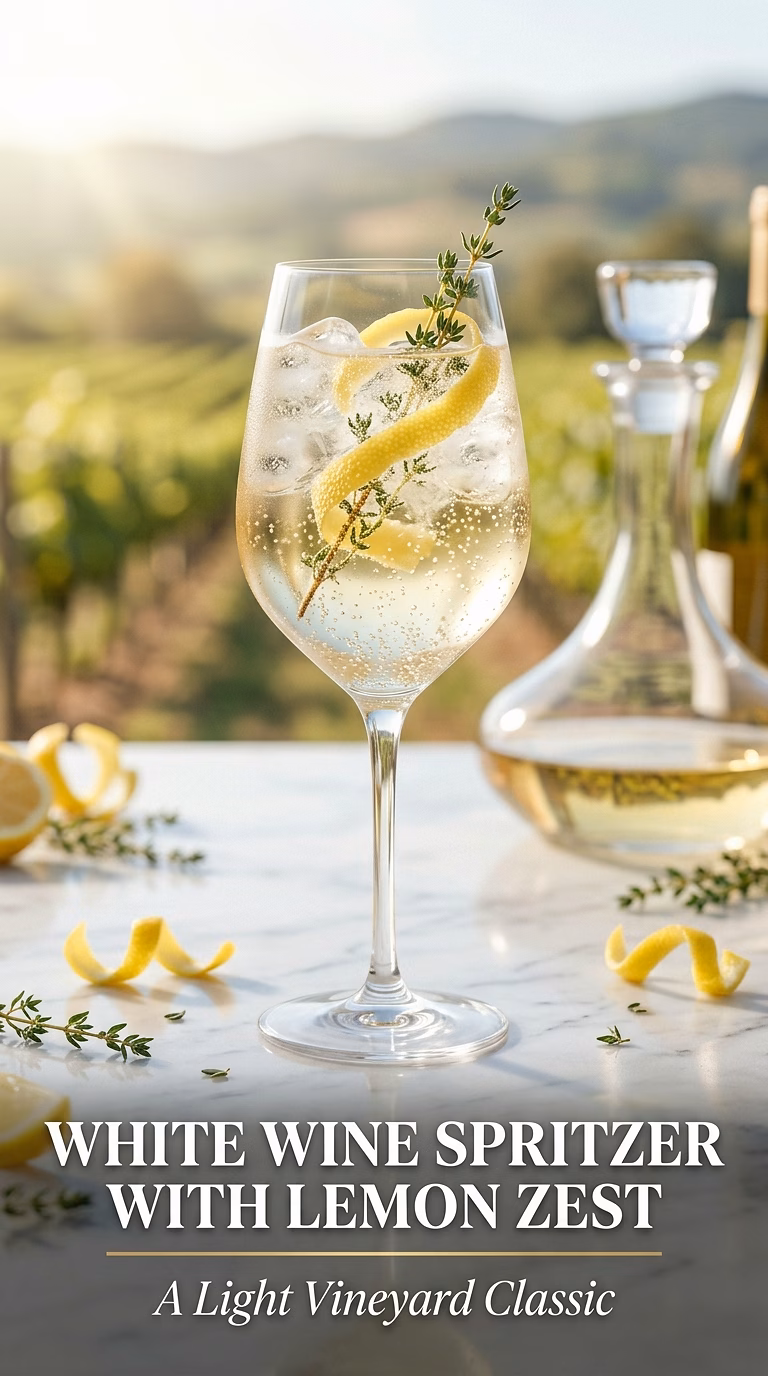 White Wine Spritzer with Lemon Zest
