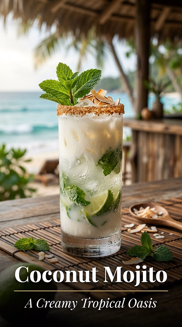 Coconut Mojito with Toasted Coconut Sugar Rim