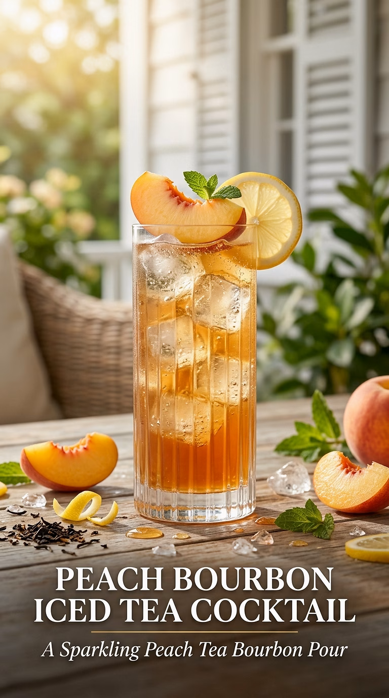 Peach Bourbon Iced Tea Cocktail