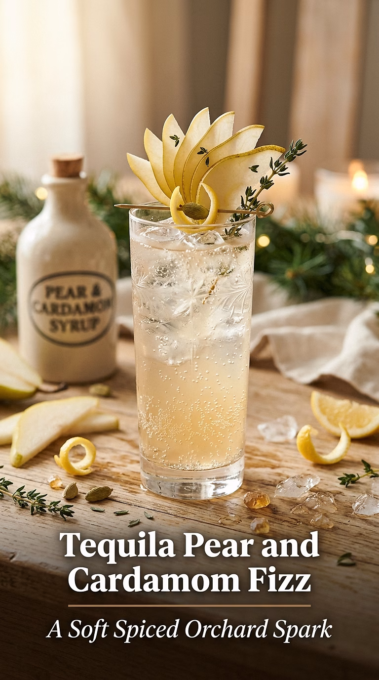 Tequila Pear and Cardamom Fizz