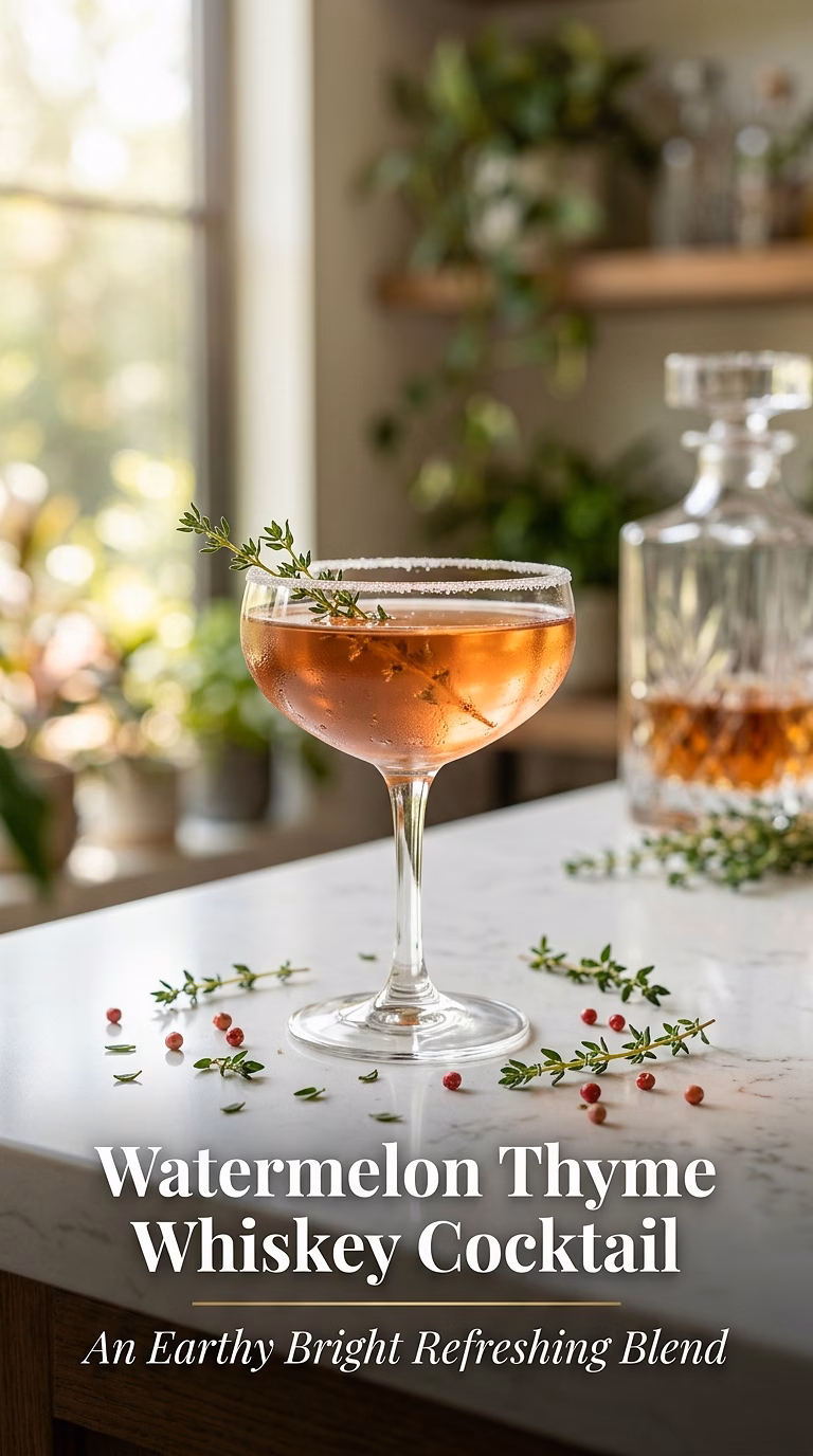 Watermelon Thyme Whiskey Cocktail