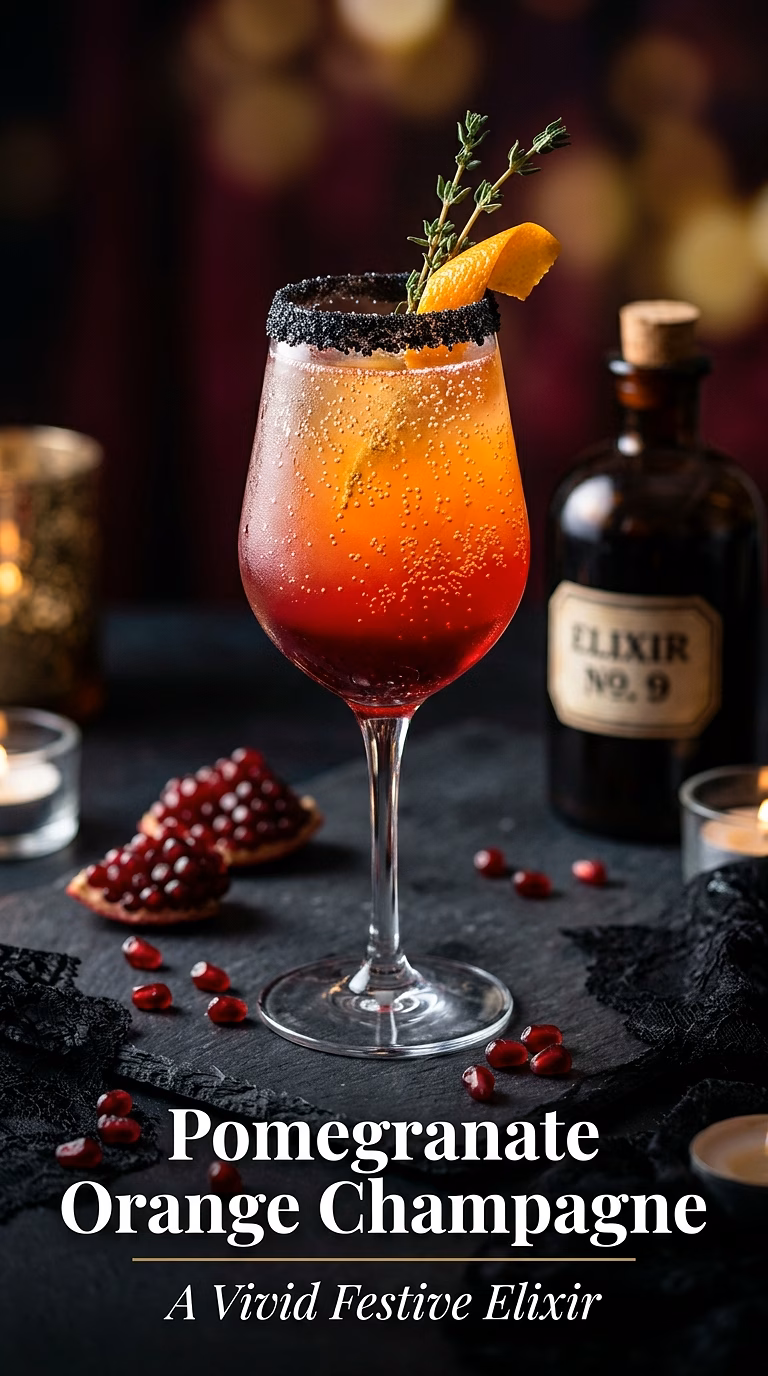 Pomegranate Orange Halloween Champagne Cocktail