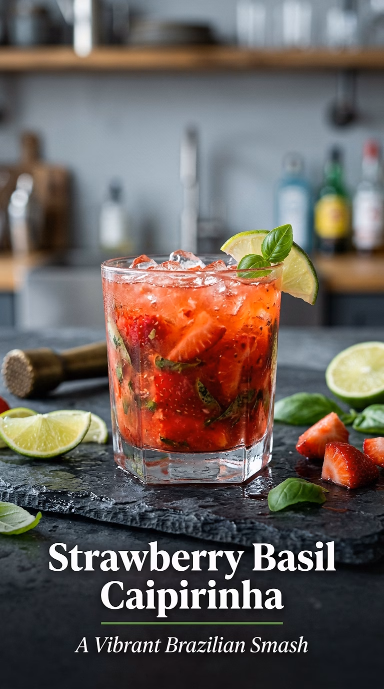 Strawberry Basil Caipirinha