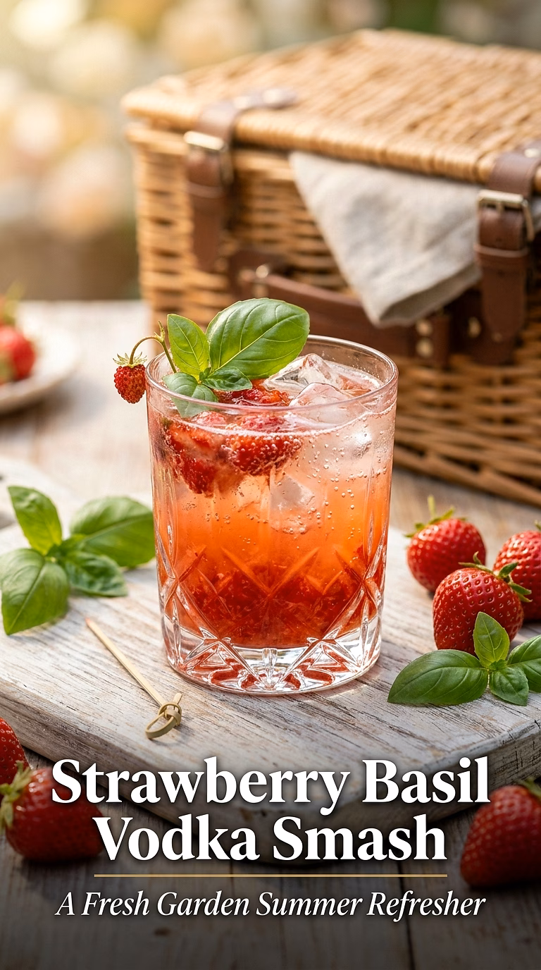 Strawberry Basil Vodka Smash