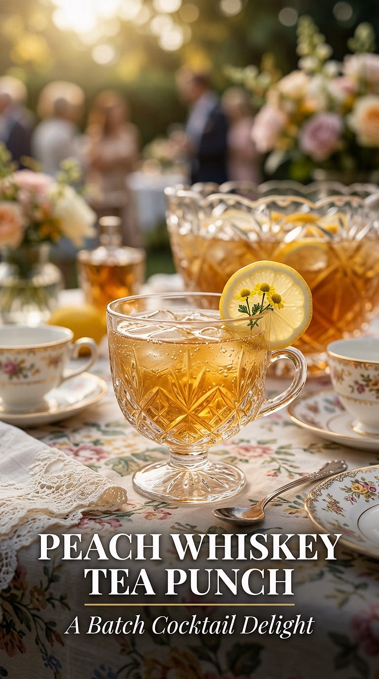Peach Whiskey Tea Punch (Batch Cocktail)