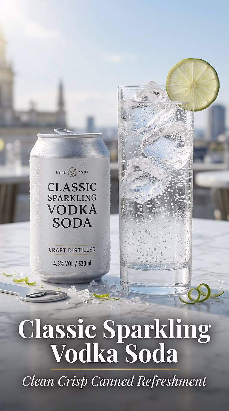 Classic Sparkling Vodka Soda Canned Cocktail