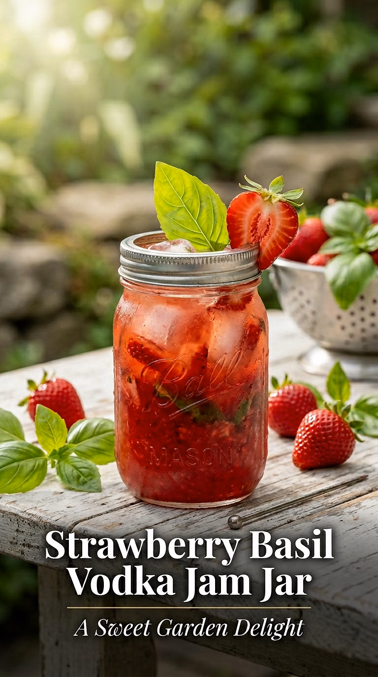 Strawberry Basil Vodka Jam Jar