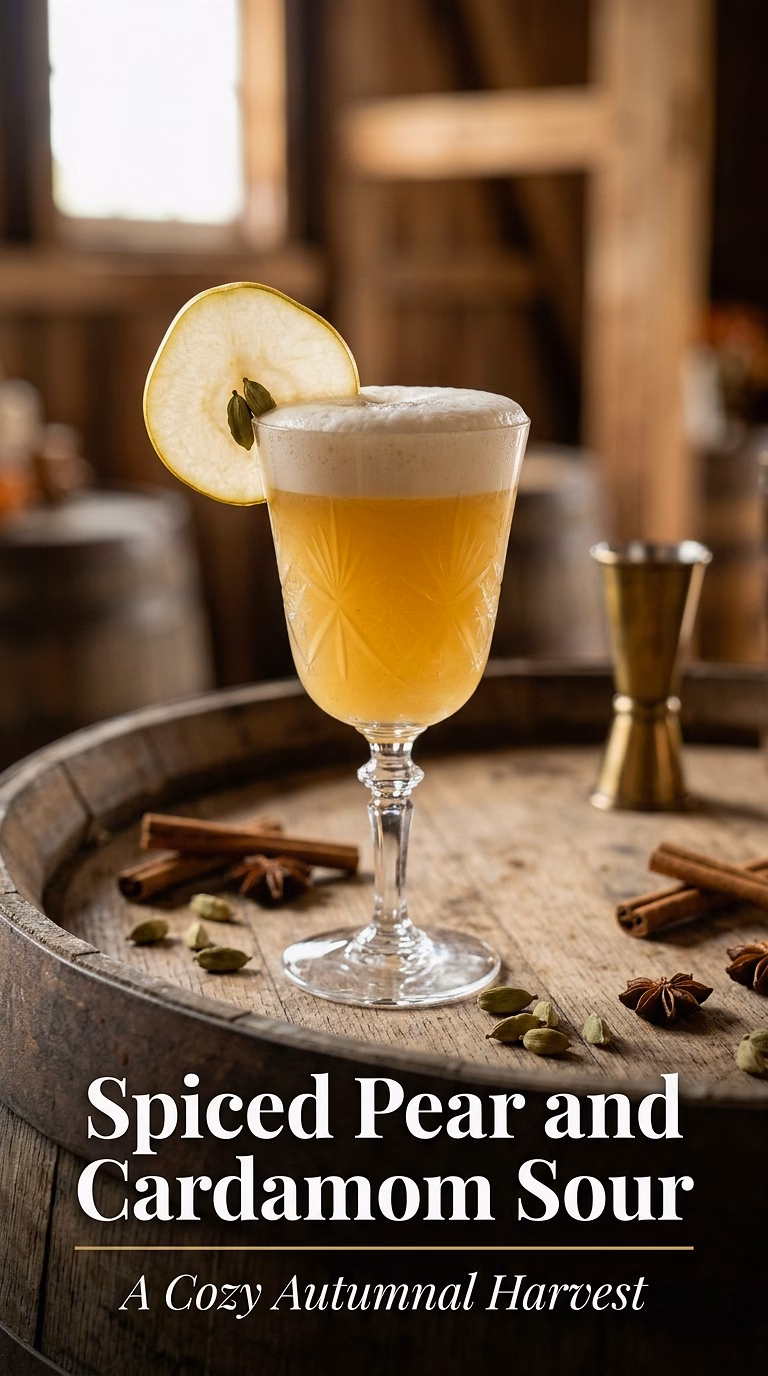Spiced Pear and Cardamom Sour
