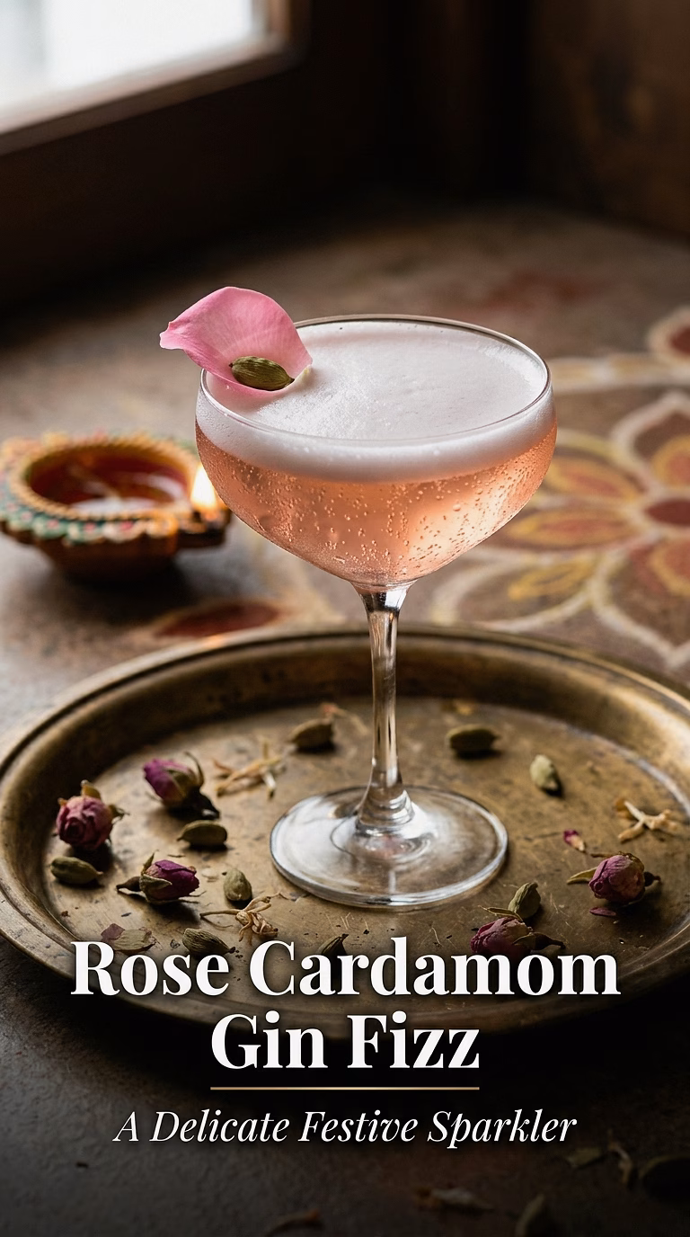 Rose Cardamom Gin Fizz