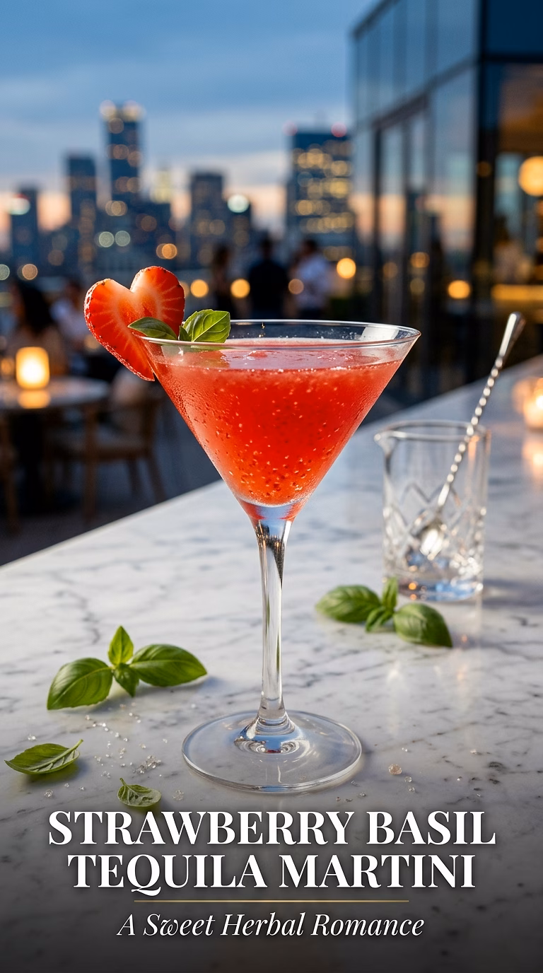 Strawberry Basil Tequila Martini