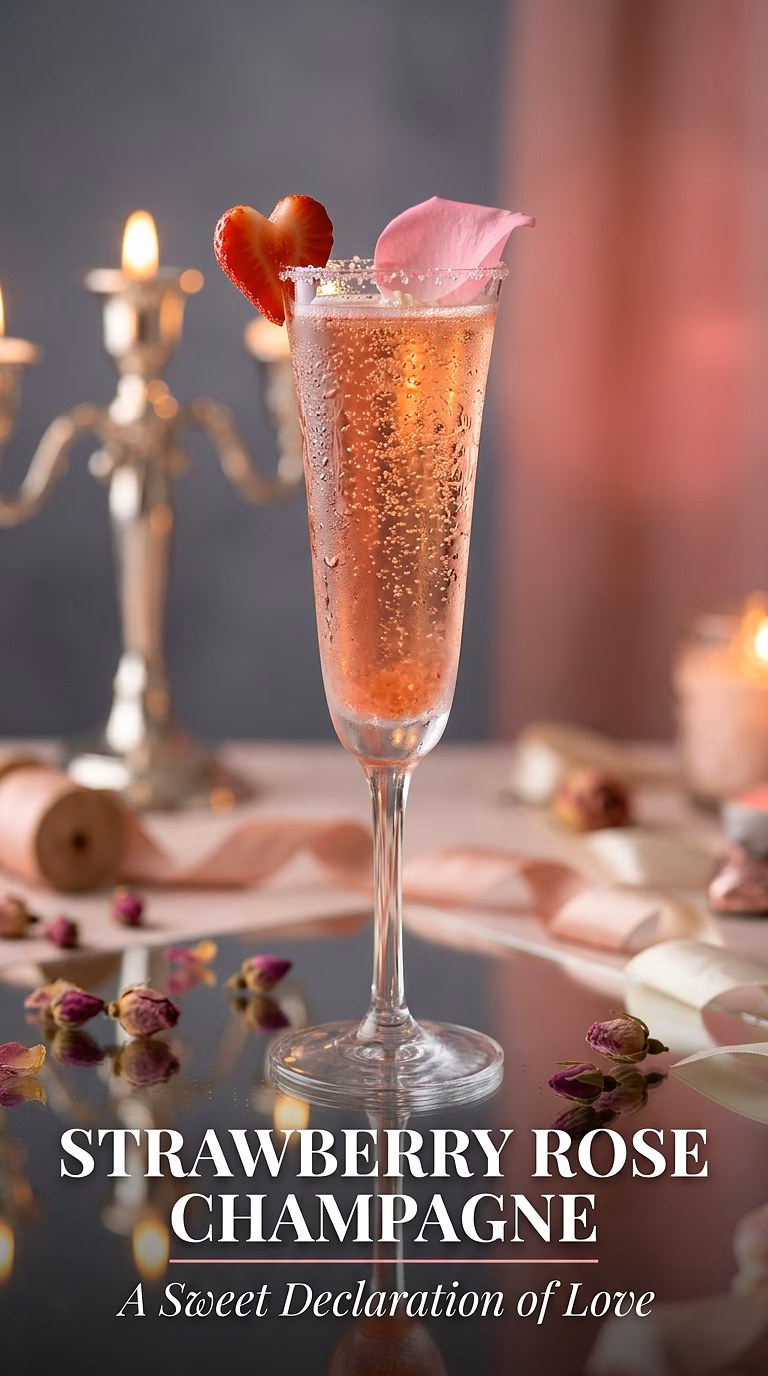 Strawberry Rose Champagne Cocktail