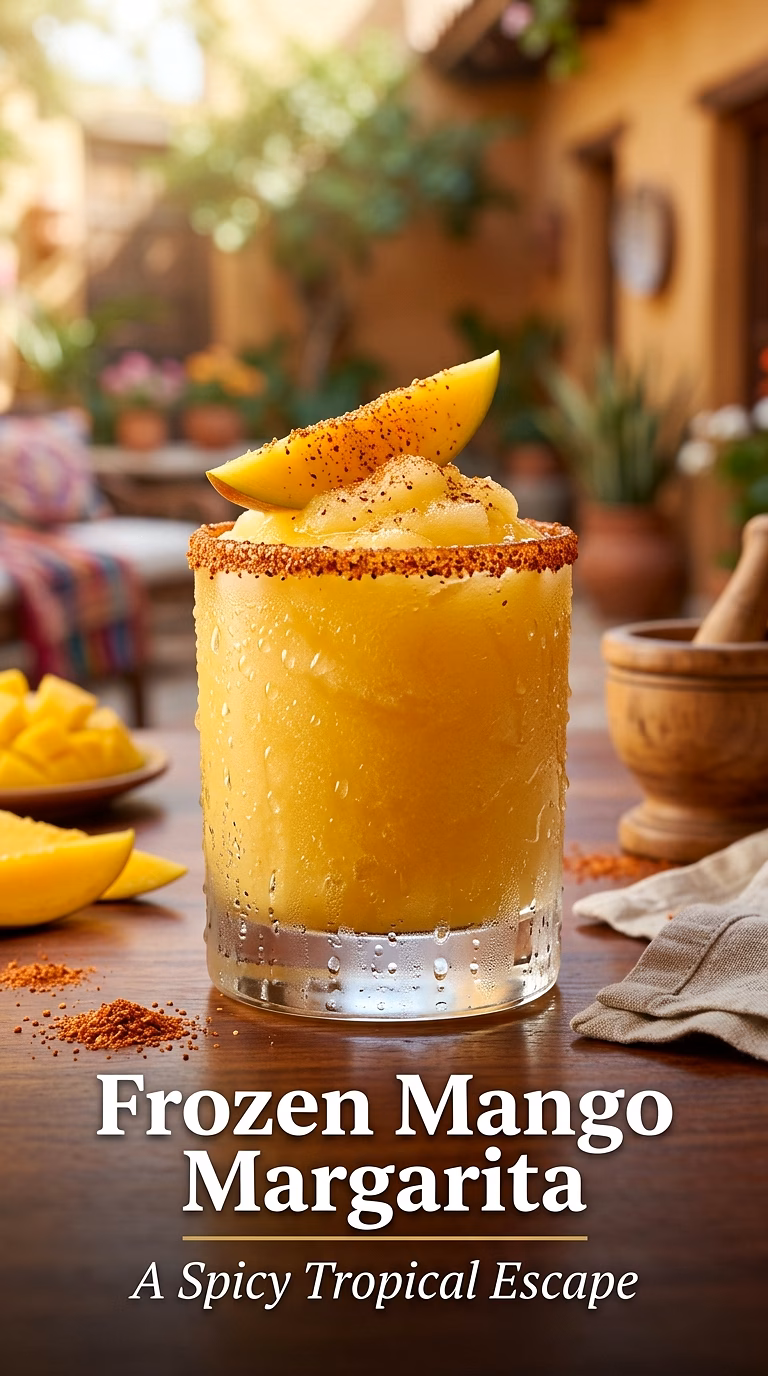 Frozen Mango Margarita With Tajin Rim