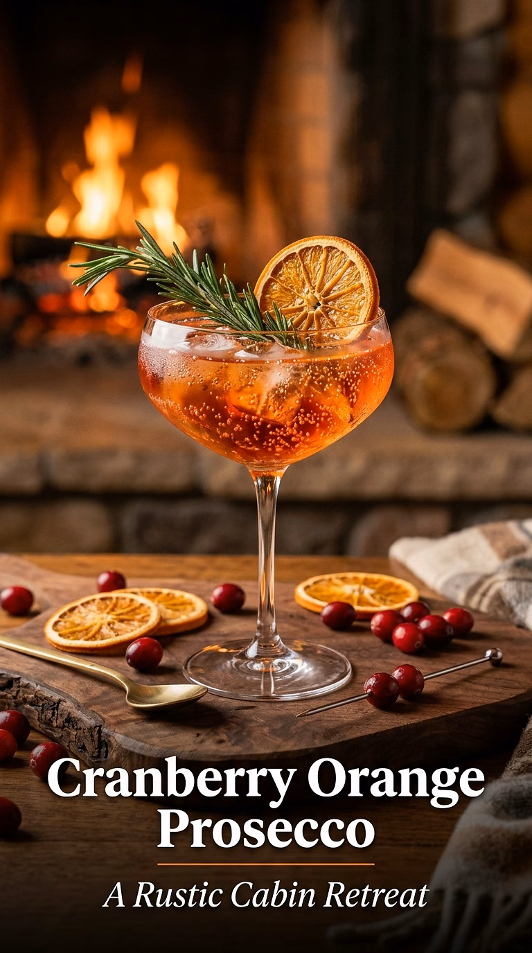 Cranberry Orange Rosemary Prosecco Cocktail