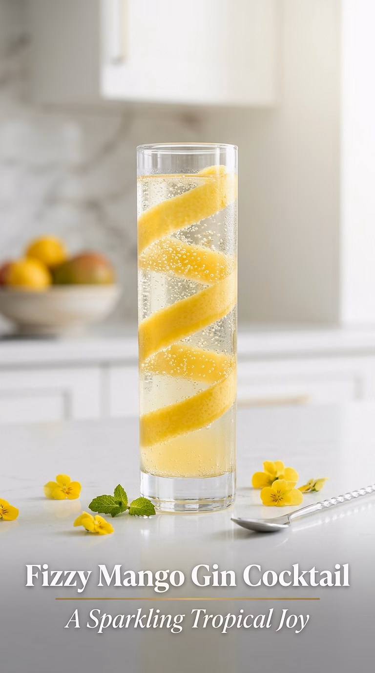 Fizzy Mango Gin Cocktail