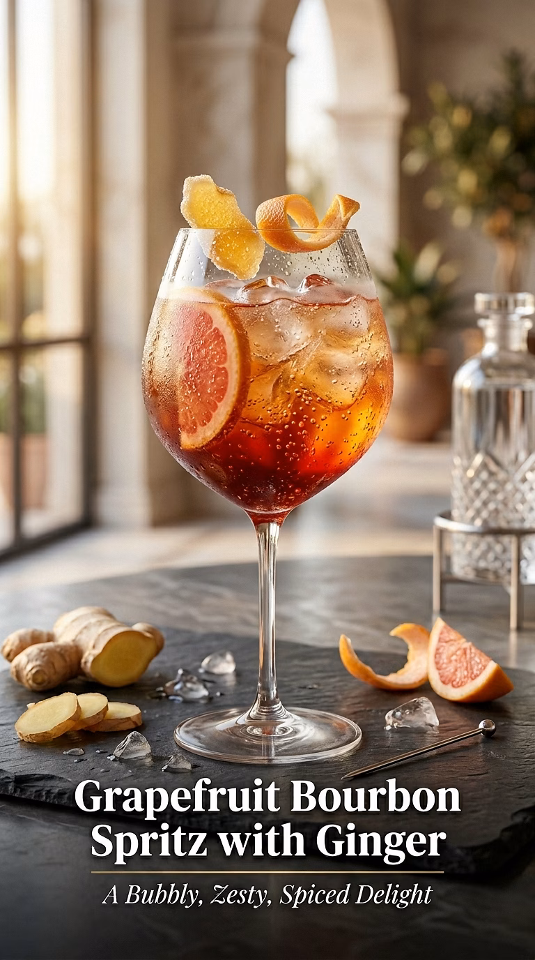 Grapefruit Bourbon Spritz with Ginger