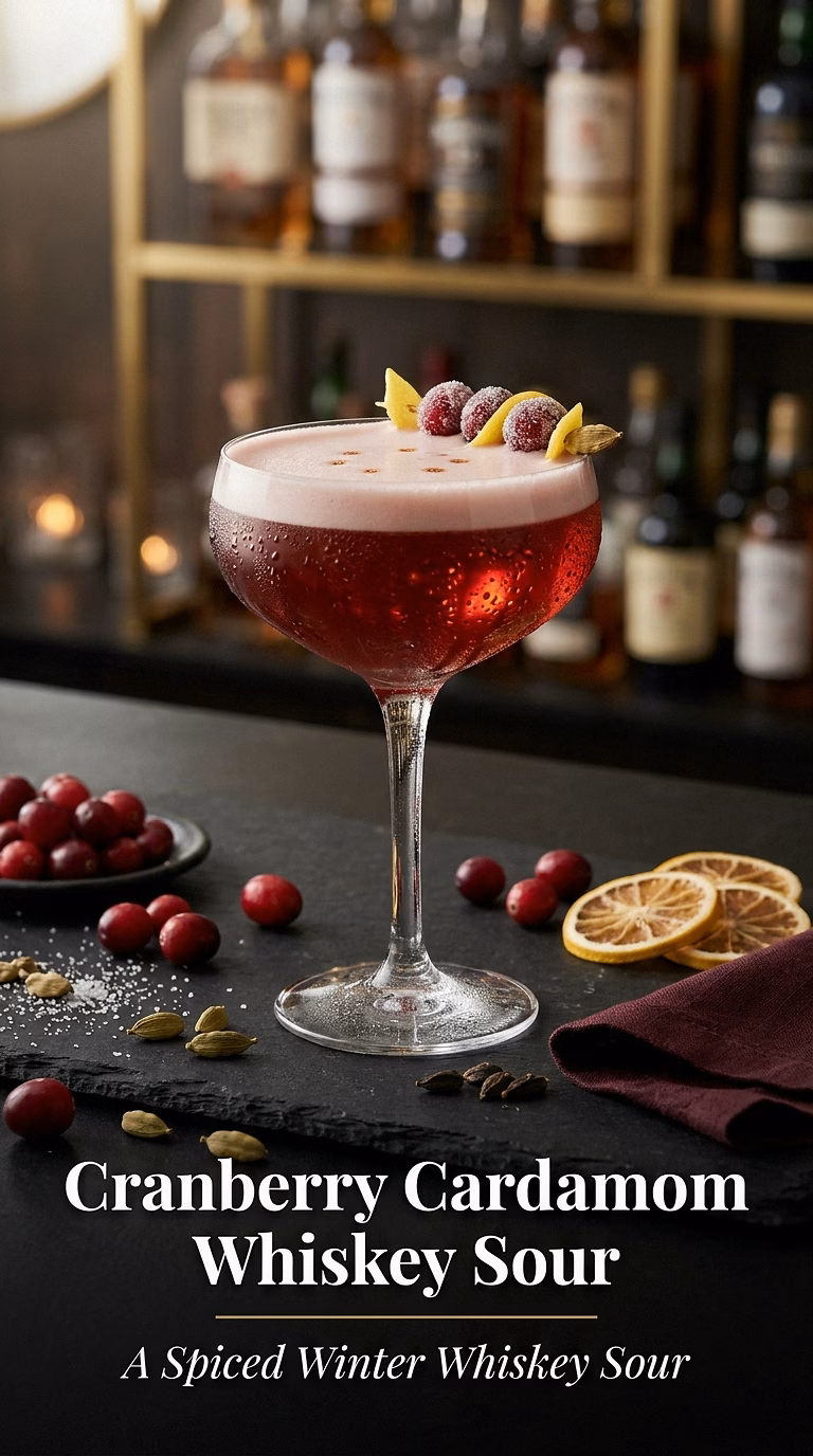 Cranberry Cardamom Whiskey Sour