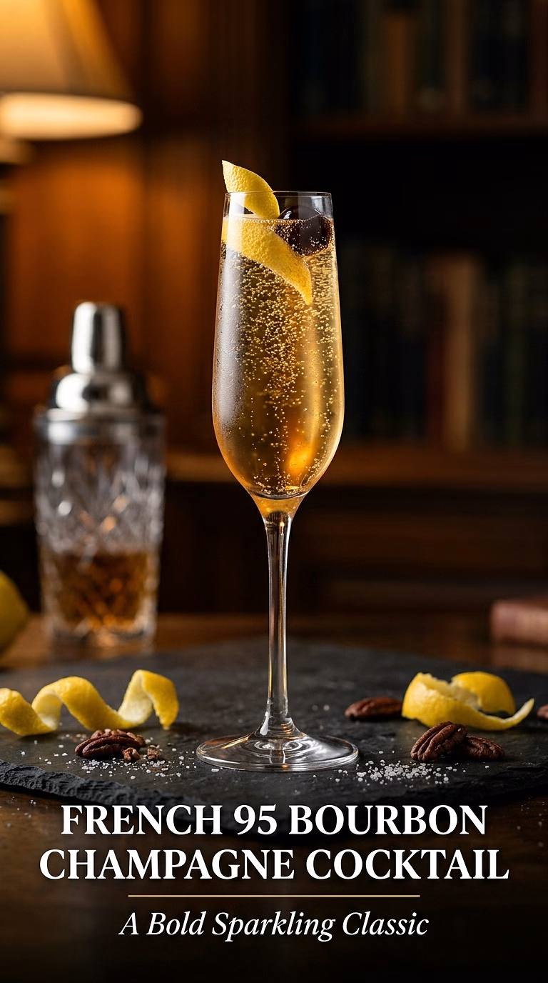 French 95 Bourbon Champagne Cocktail