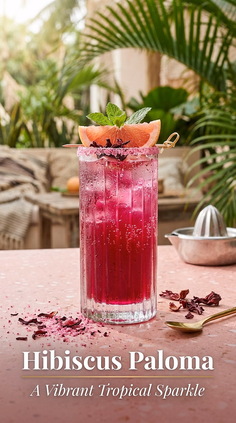 Hibiscus Paloma with Hibiscus Sugar Rim