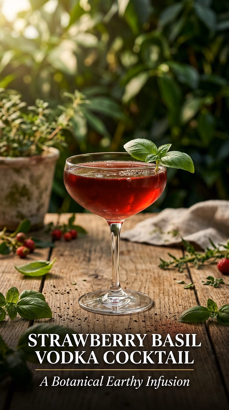 Strawberry Basil Vodka Cocktail
