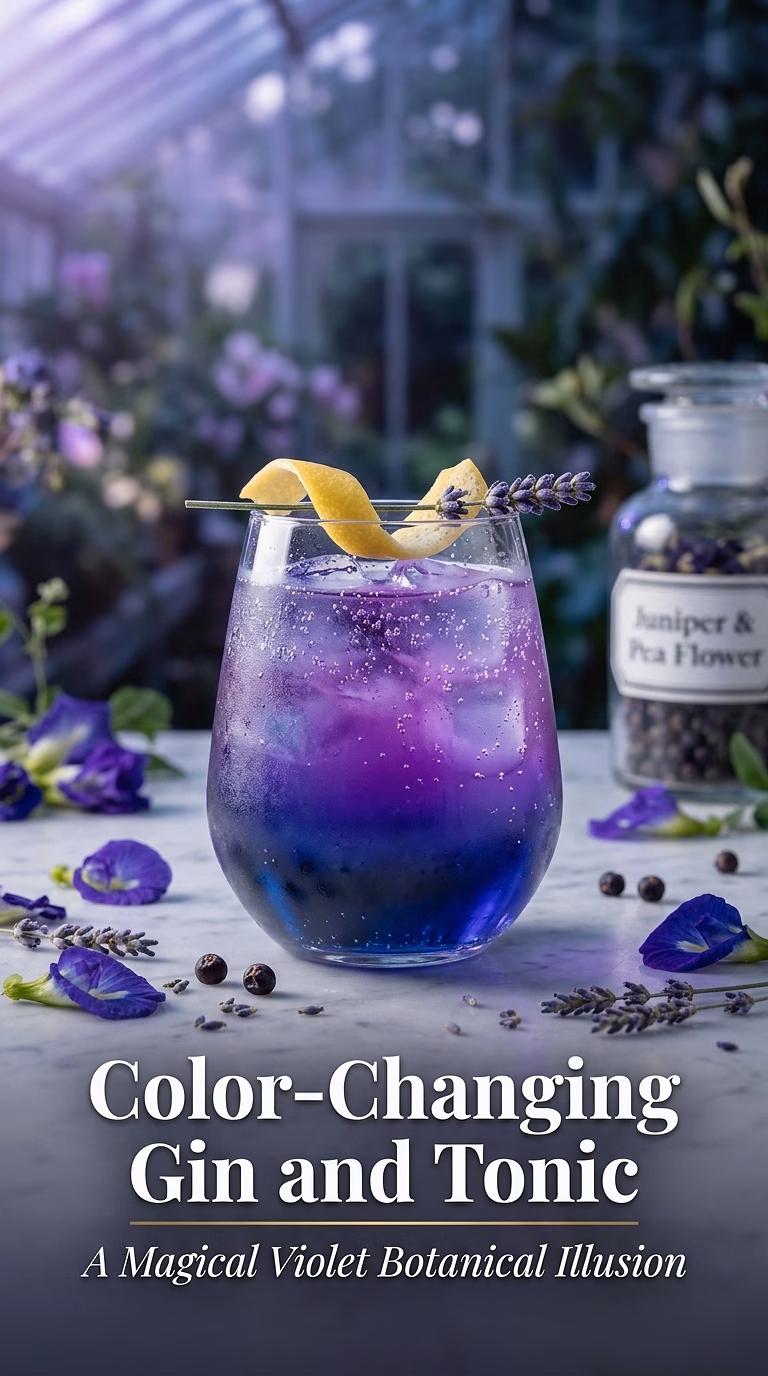 Butterfly Pea Flower Color-Changing Gin and Tonic