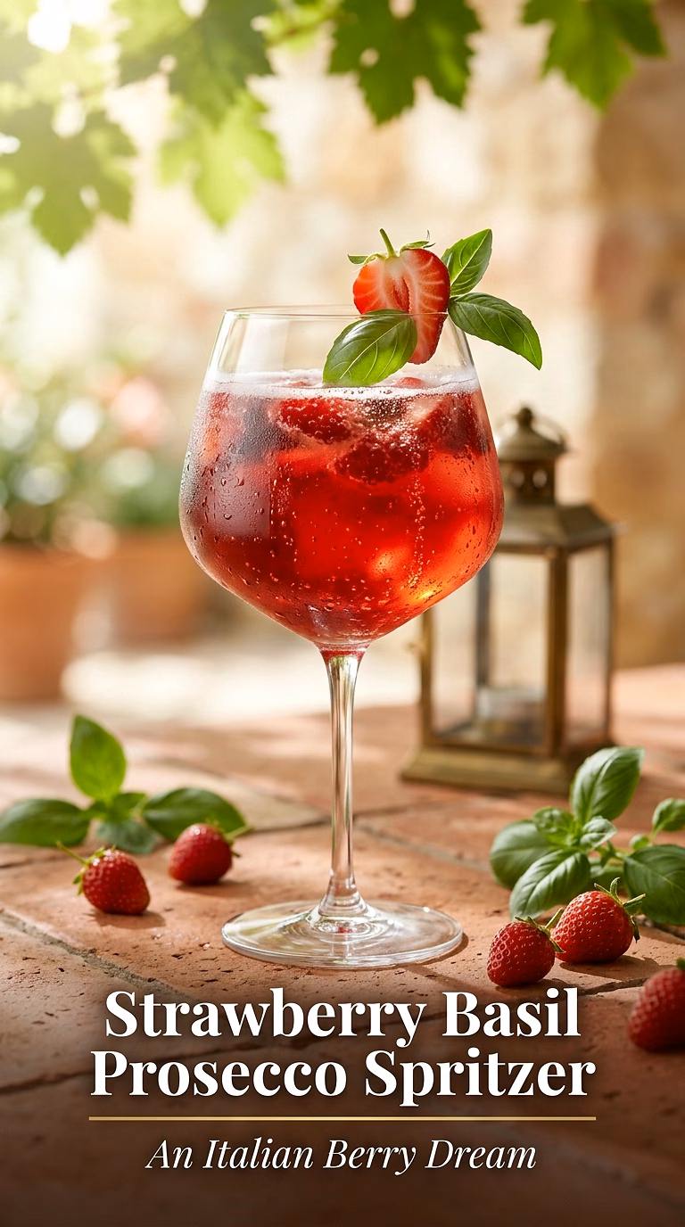 Strawberry Basil Prosecco Spritzer