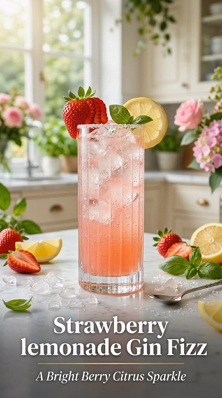Strawberry Lemonade Gin Fizz