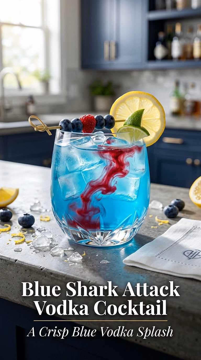 Blue Shark Attack Vodka Cocktail