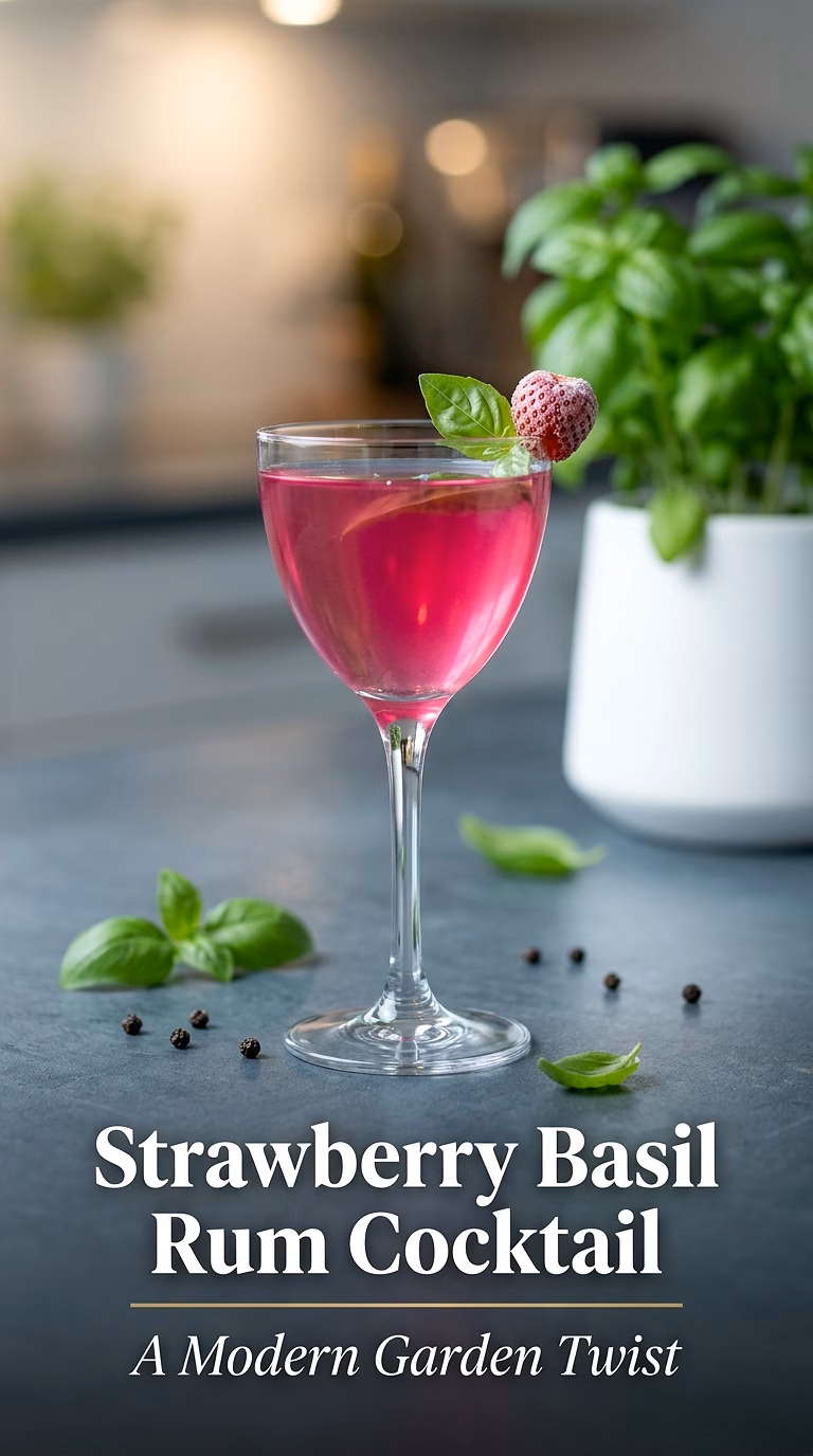 Strawberry Basil Rum Cocktail
