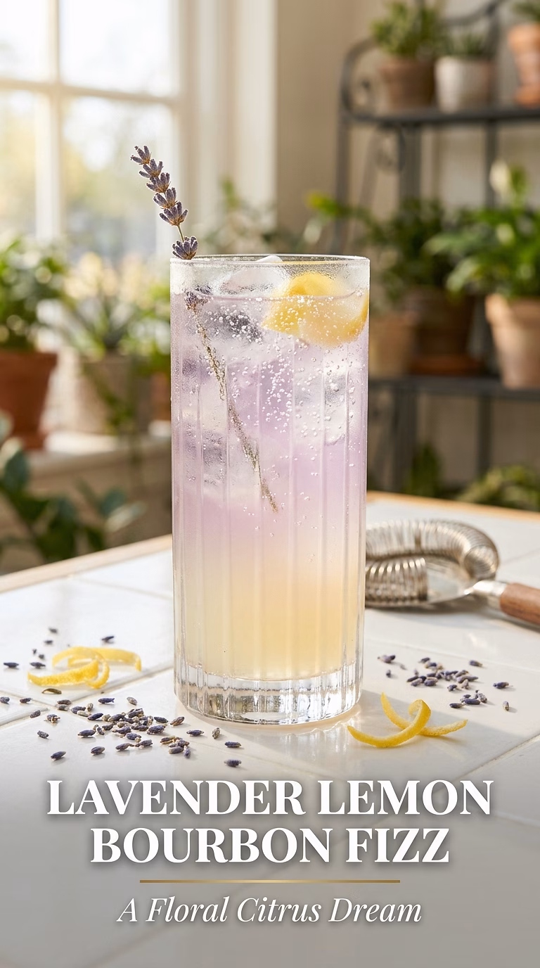 Lavender Lemon Bourbon Fizz