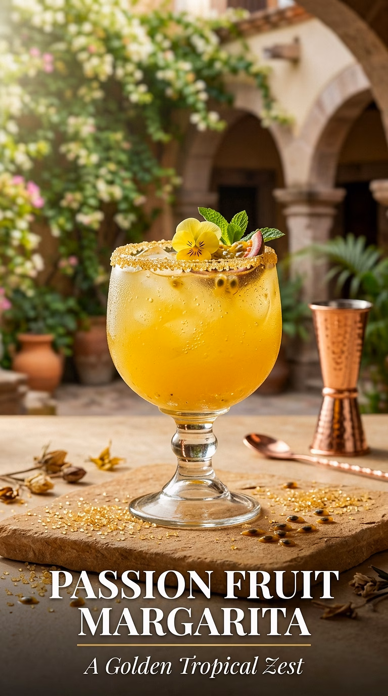 Passion Fruit Margarita with Golden Sugar Rim