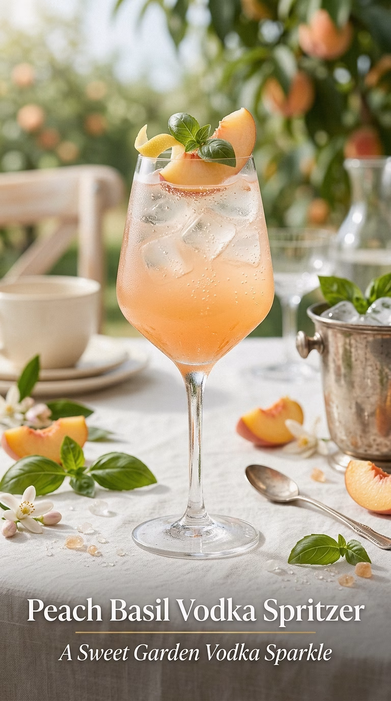 Peach Basil Vodka Spritzer
