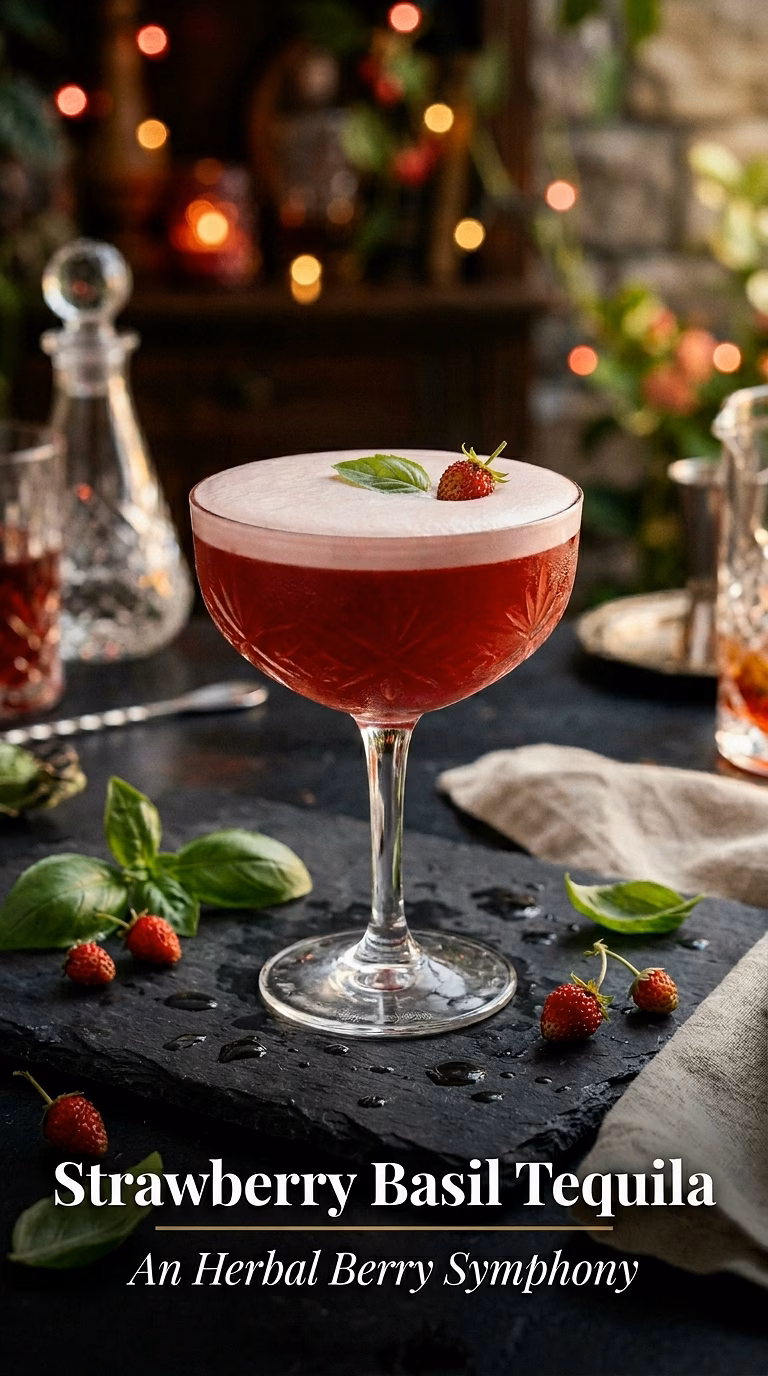 Strawberry Basil Tequila Cocktail