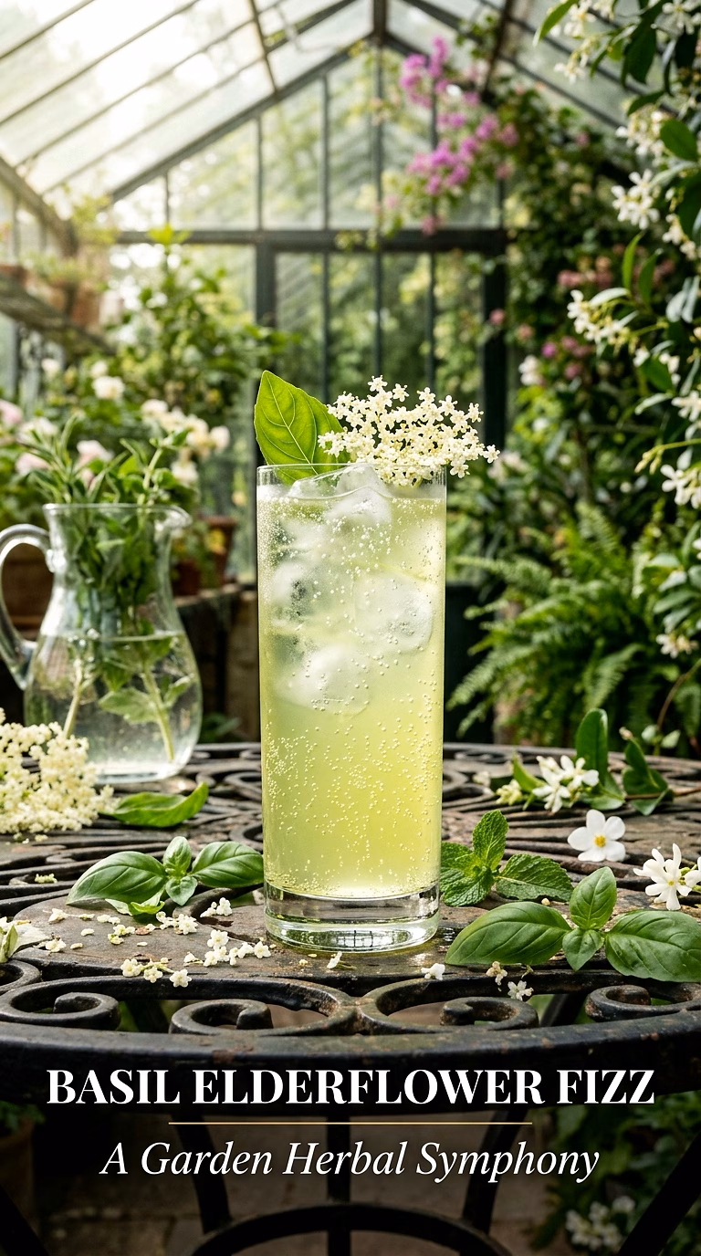 Basil Elderflower Fizz