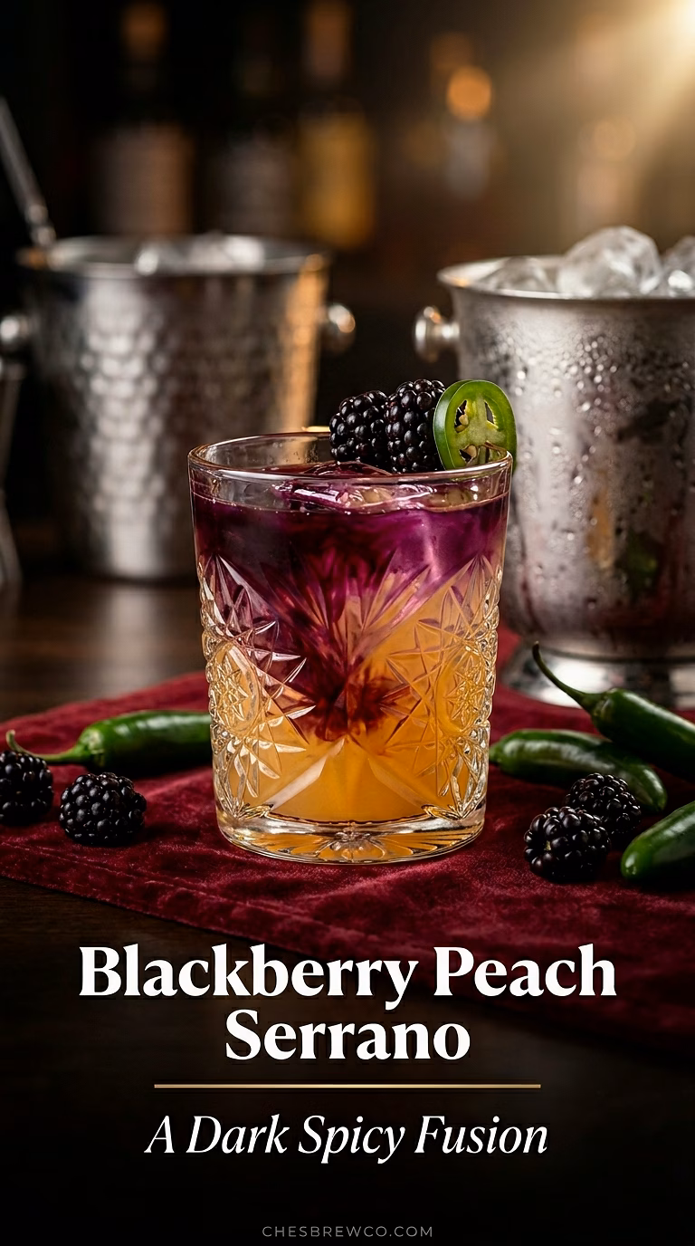 Blackberry Peach Serrano Tequila Cocktail