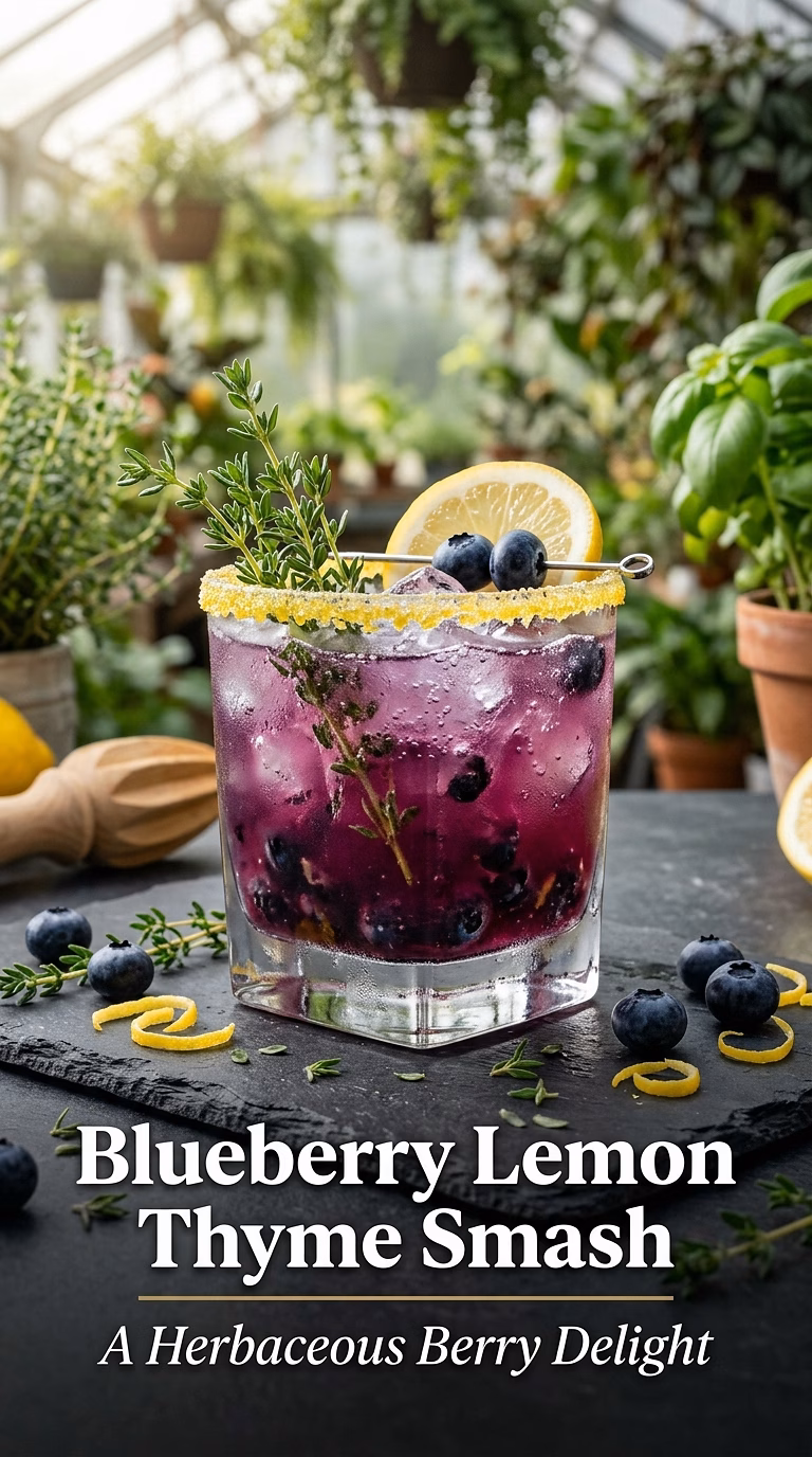 Blueberry Lemon Thyme Smash with Lemon Sugar Rim