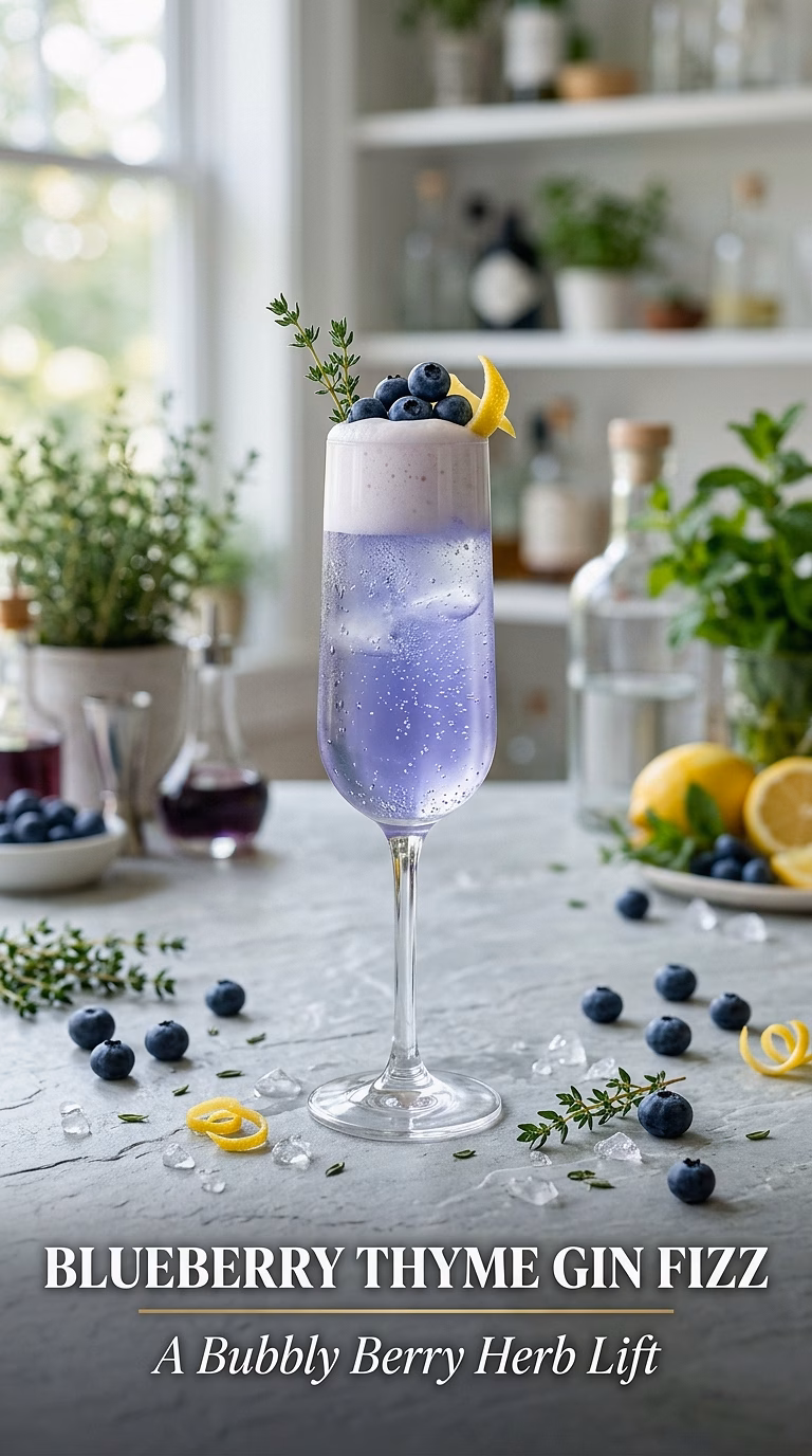 Blueberry Thyme Gin Fizz